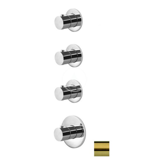 Paffoni Termostatická batéria pod omietku, pre 3 spotrebiče, kefovaná zlatá Modular Box MDE019HGSP