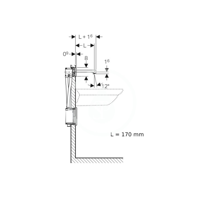 Geberit Elektronická termostatická umývadlová batéria pod omietku, dĺžka 170 mm, napájanie z batérie, chróm 116.278.21.1