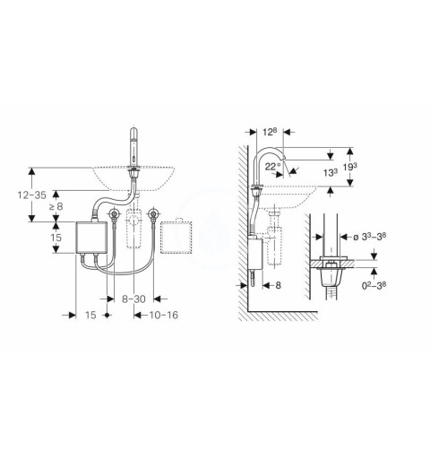 Geberit Elektronická termostatická umývadlová batéria, sieťové napájanie, chróm 116.167.21.1