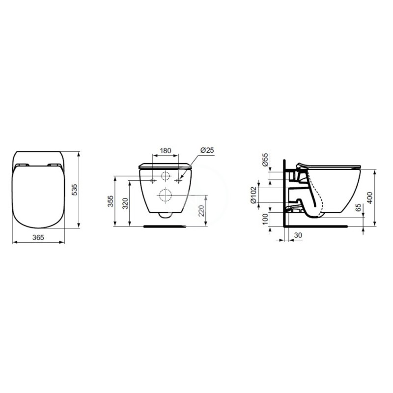 Ideal Standard Závesné WC s doskou SoftClose, AquaBlade, matná biela T3546V1