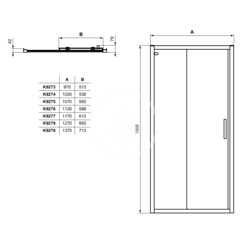 Ideal Standard Posuvné sprchové dvere, dvojdielne, 1200 mm, čierna/číre sklo K9277V3