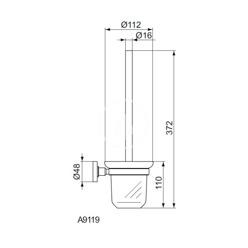 Ideal Standard WC kefa nástenná s držiakom, čierna/satinované sklo A9119XG
