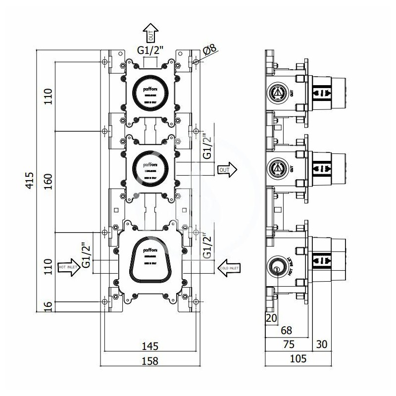 Paffoni Základné teleso pre termostatické batérie pod omietku MDBOX018