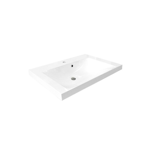Mereo Aira, kúpeľňová skrinka s umývadlom z liateho mramoru 81 cm, biela CN711M