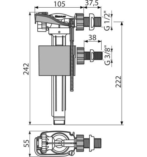 Alcaplast Napúšťací ventil bočný, univerzálny A150UNI