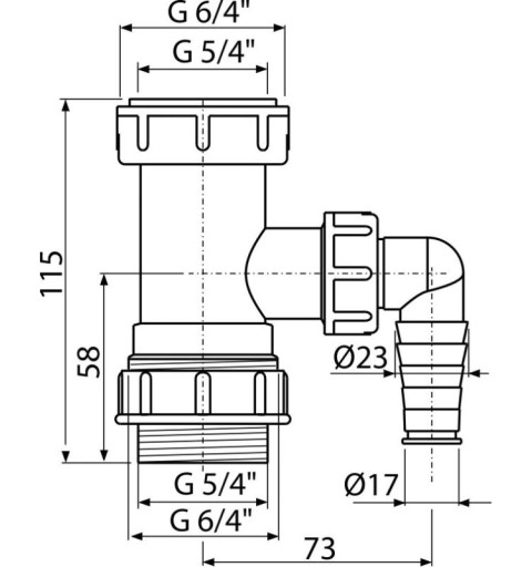 Alcaplast Medzikus 5/4"–6/4" a 6/4"–5/4" s prípojkou A300