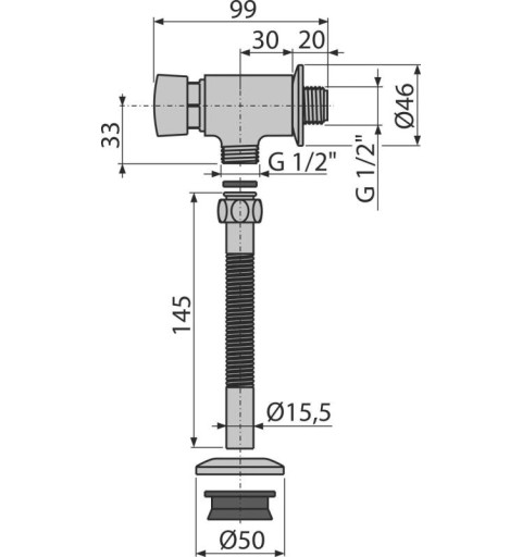 Alcaplast Pisoárový tlakový splachovač ATS001