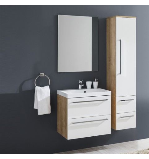 Mereo Bino, kúpeľňová skrinka 61 cm, biela/dub CN670S