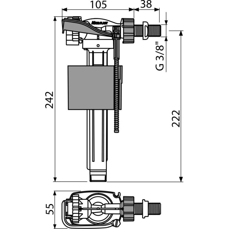 Alcaplast Napúšťací ventil bočný pre keramické nádržky A150-3/8"