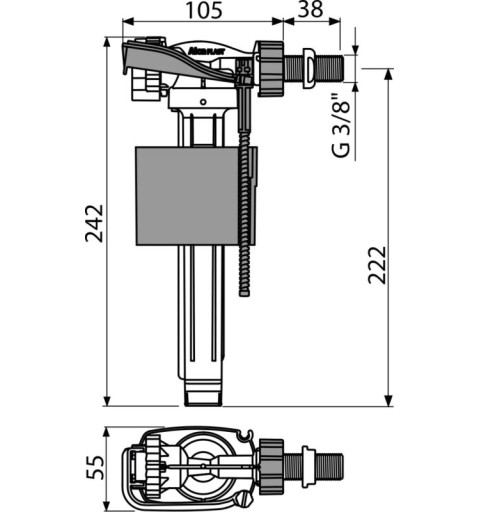 Alcaplast Napúšťací ventil bočný pre keramické nádržky A150-3/8"
