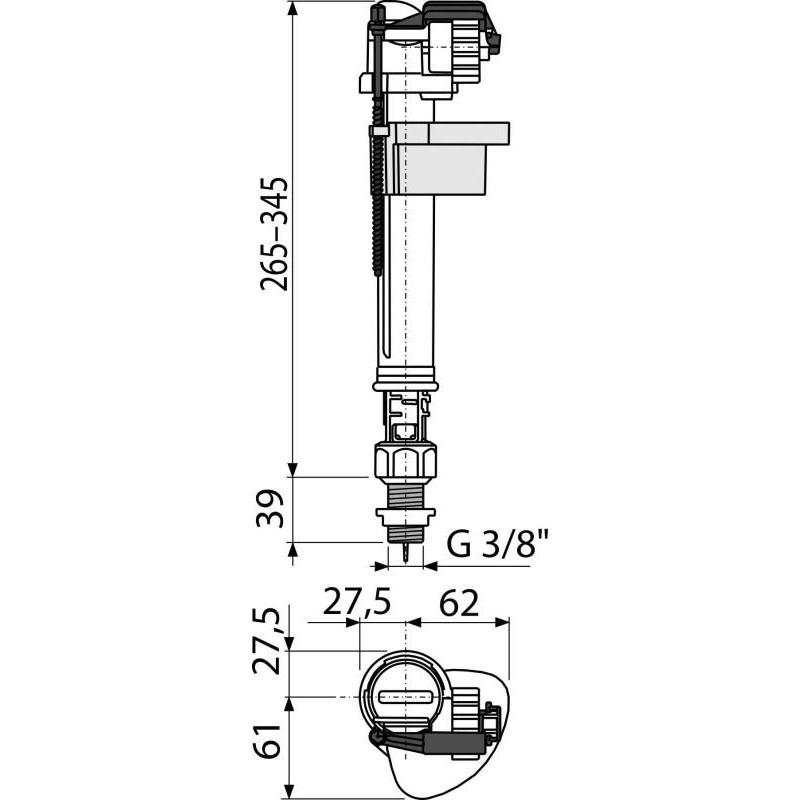 Alcaplast Napúšťací ventil spodný kovový závit A18-3/8"