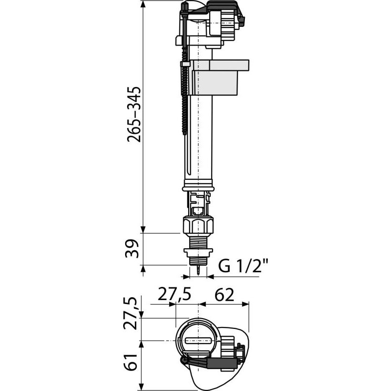 Alcaplast Napúšťací ventil spodný kovový závit A18-1/2"