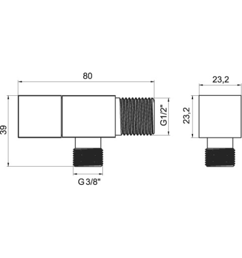 NOVASERVIS Rohový ventil keramický s krytkou a kovovou pákou 1/2x3/8 Z293-BL