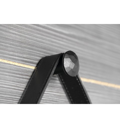 Sapho ORBITER LED podsvietené guľaté zrkadlo s koženým popruhom, ø 60cm, čierna mat