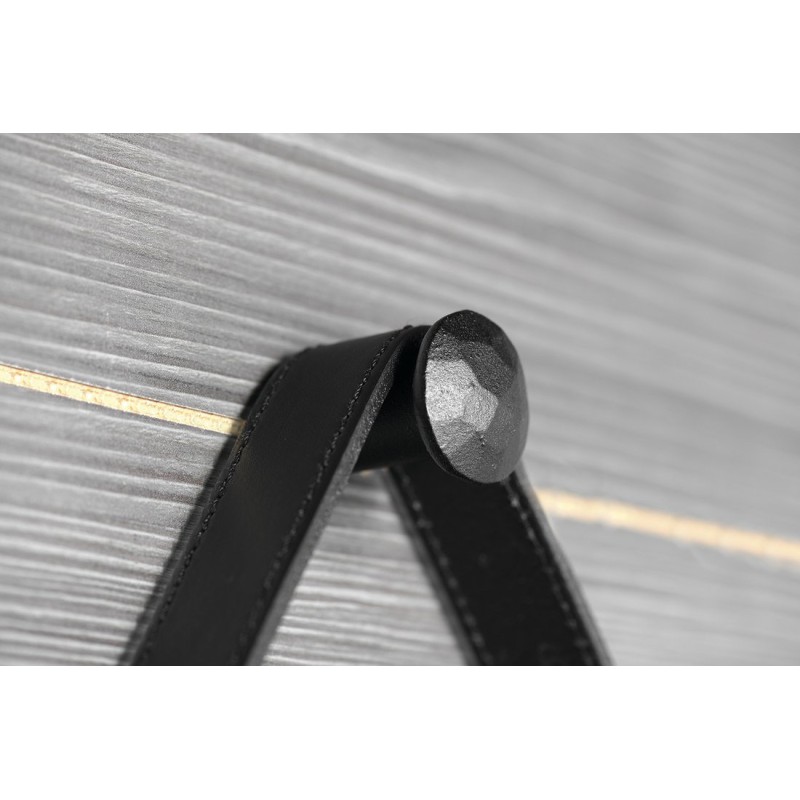 Sapho ORBITER LED podsvietené guľaté zrkadlo s koženým popruhom, ø 70cm, čierna mat