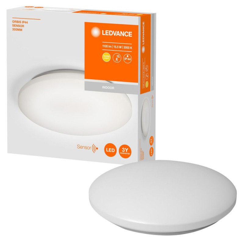 LEDVANCE ORBIS kúpeľňové stropné svietidlo, priemer 300mm, sensor, 1400lm, 17W, IP44