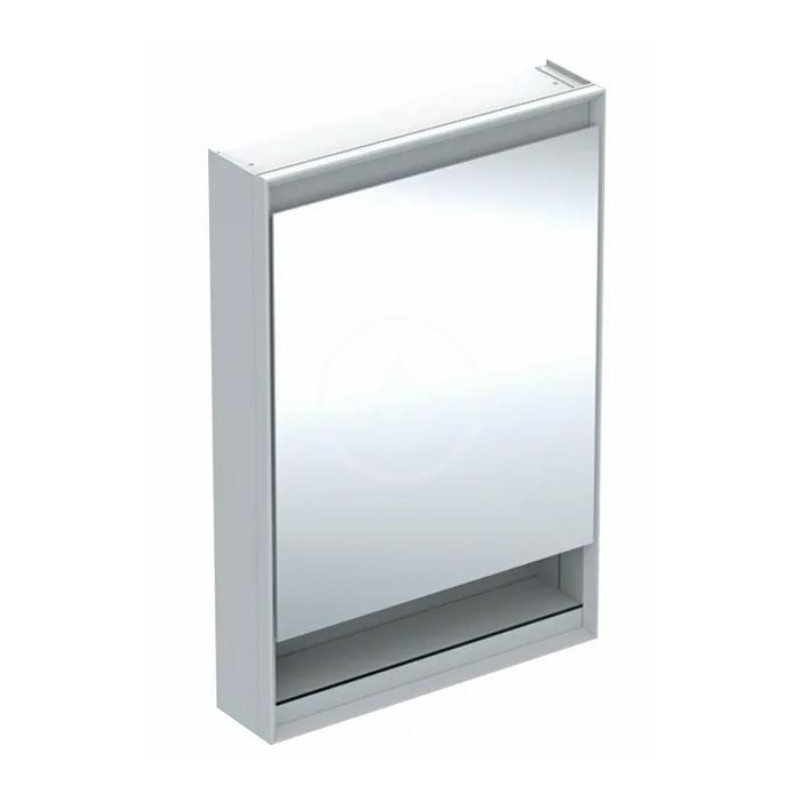 Geberit Zrkadlová skrinka s LED osvetlením, 600x900x150 mm, pánty vľavo, s nikou, hliník 505.830.00.1