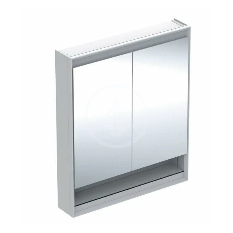 Geberit Zrkadlová skrinka s LED osvetlením, 750x900x150 mm, 2 dvierka, s nikou, hliník 505.832.00.1