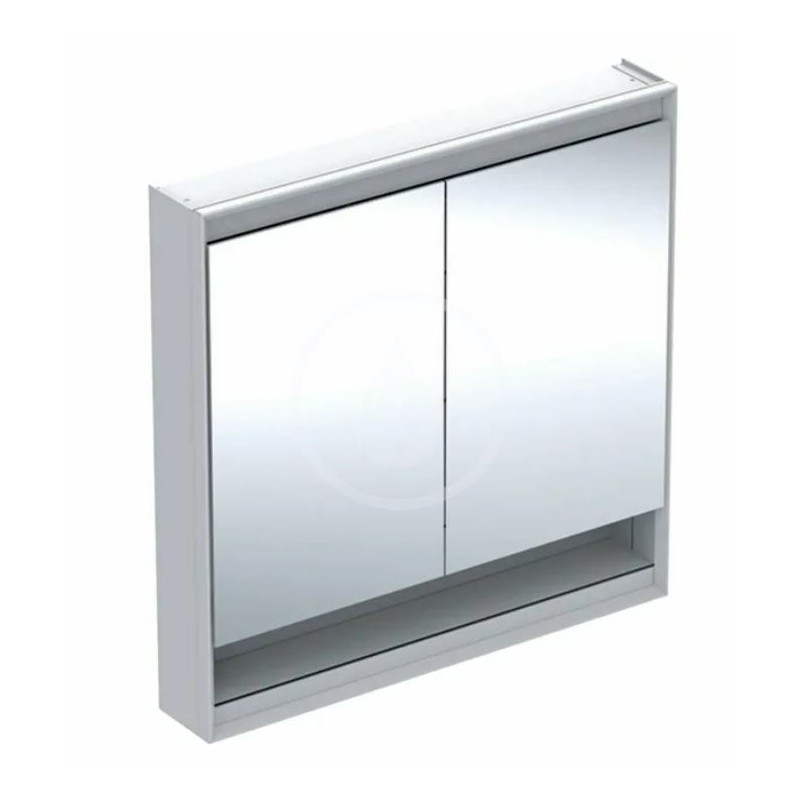 Geberit Zrkadlová skrinka s LED osvetlením, 900x900x150 mm, 2 dvierka, s nikou, hliník 505.833.00.1