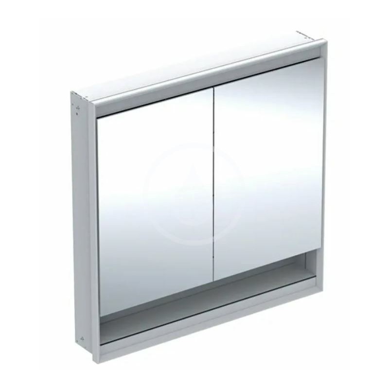 Geberit Zrkadlová skrinka s LED osvetlením, 900x900x150 mm, 2 dvierka, s nikou, vstavaná, biela 505.823.00.2