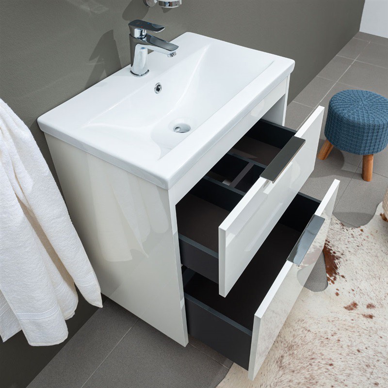 Mereo Vigo, kúpeľňová skrinka s keramickým umývadlom 80 cm, biela CN312