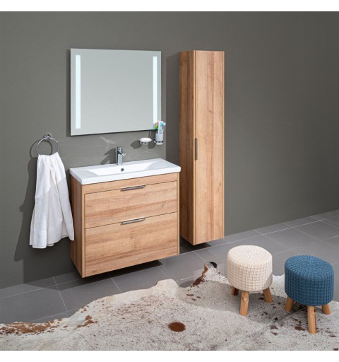 Mereo Vigo, kúpeľňová skrinka s keramickým umývadlom 80 cm, dub Riviera CN322