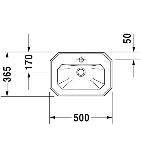 Duravit Umývadlo, 500x365 mm, s prepadom, s otvorom na batériu, biela 0785500000