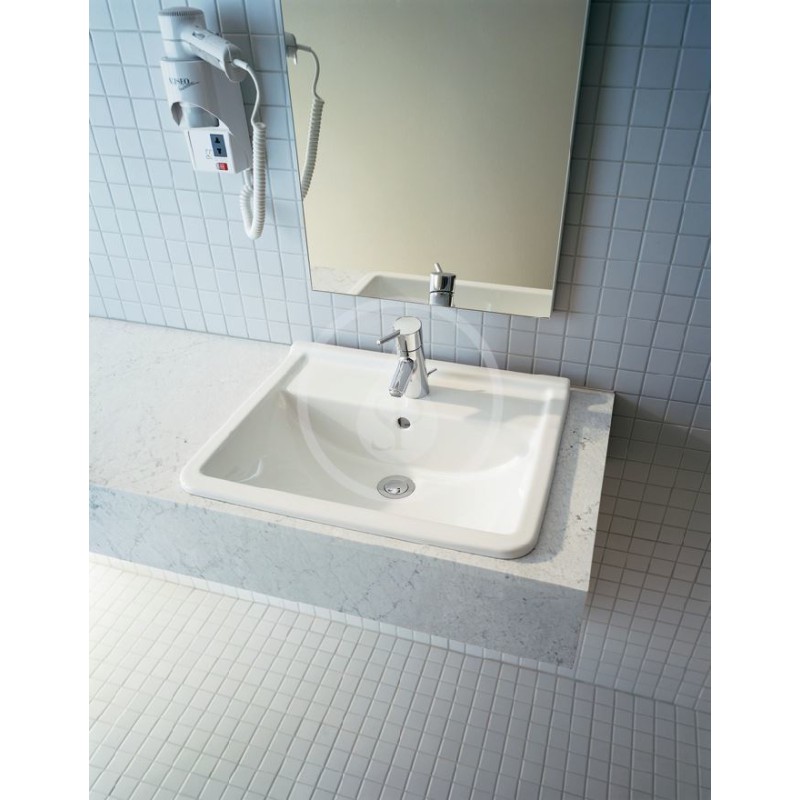 Duravit Jednootvorové umývadlo s prepadom, 560 mm x 460 mm, biele – umývadlo, s WonderGliss 03025600001