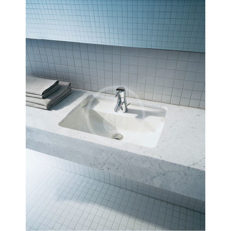 Duravit Jednootvorové umývadlo s prepadom, 490 mm x 365 mm, biele – umývadlo, s WonderGliss 03024900001
