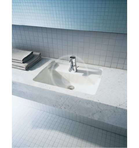 Duravit Jednootvorové umývadlo s prepadom, 490 mm x 365 mm, biele – umývadlo, s WonderGliss 03024900001