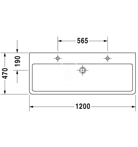 Duravit Dvojumývadlo, 1200x470 mm, s 2 otvormi na batérie, alpská biela 0454120024