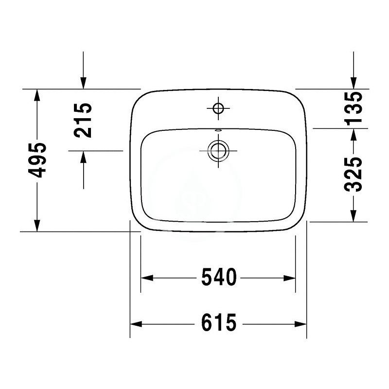 Duravit Umývadlo nábytkové 615x495 mm, s 1 otvorom na batériu, biela 0374620000