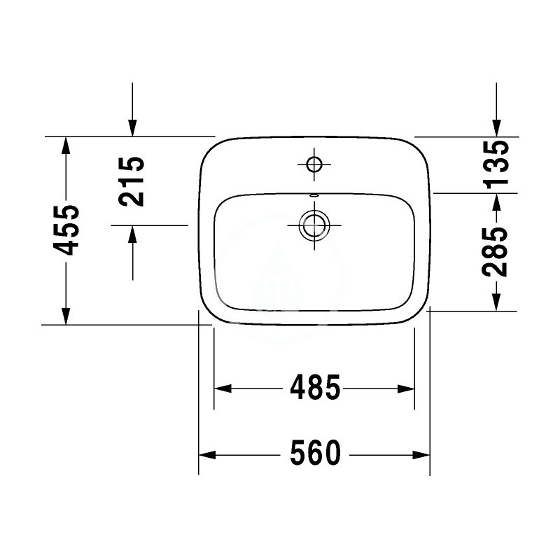 Duravit Umývadlo nábytkové 560x455 mm, s 1 otvorom na batériu, biela 0374560000