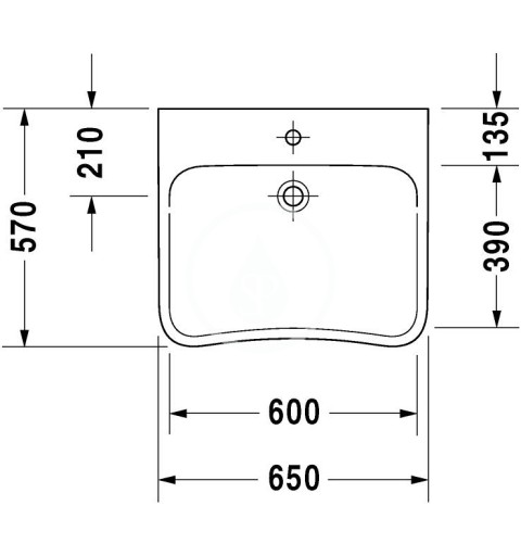 Duravit Umývadlo Med, 650x570 mm, s 1 otvorom na batériu, biela 2330650000