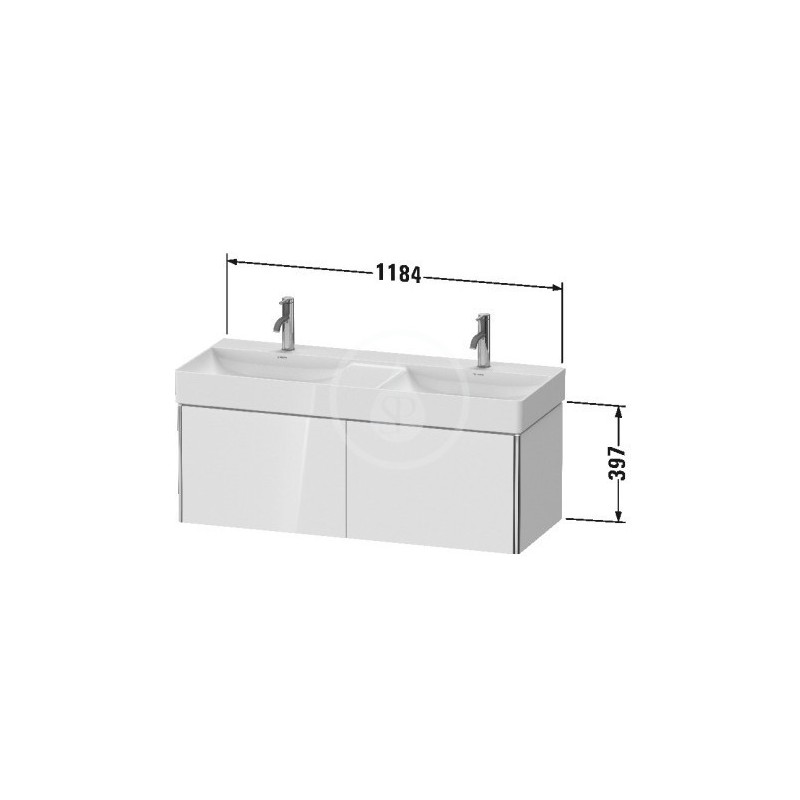 Duravit Dvojumývadlová skrinka 397x1184x460 mm, 2 zásuvky, lesklá biela XS406402222