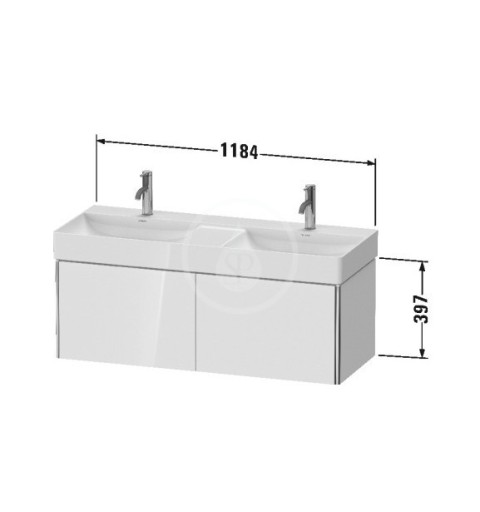 Duravit Dvojumývadlová skrinka 397x1184x460 mm, 2 zásuvky, lesklá biela XS406402222