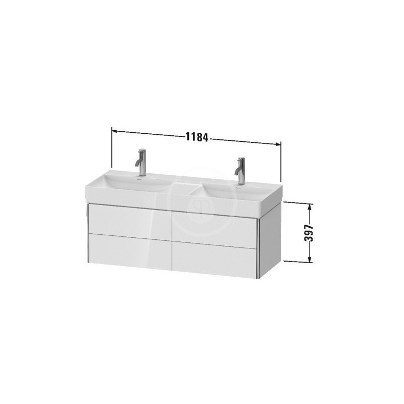 Duravit Dvojumývadlová skrinka 397x1184x460 mm, 4 zásuvky, lesklá biela XS416402222