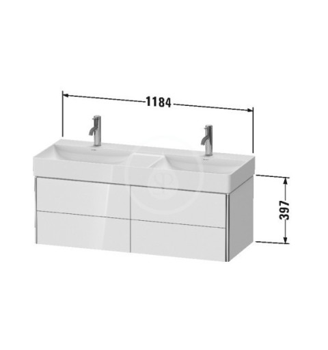 Duravit Dvojumývadlová skrinka 397x1184x460 mm, 4 zásuvky, lesklá biela XS416402222