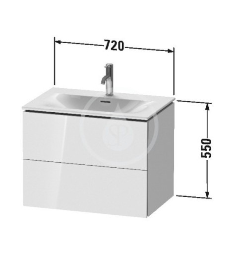 Duravit Umývadlová skrinka 550x720x481 mm, 2 zásuvky, lesklá biela LC630602222