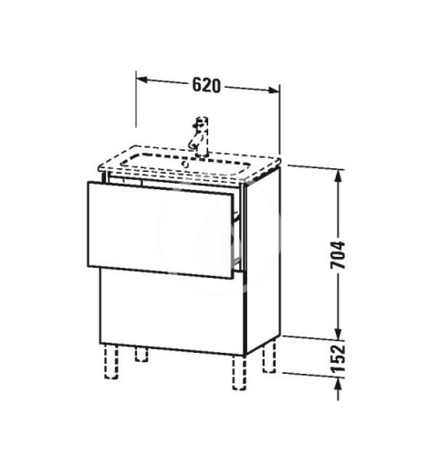 Duravit Umývadlová skrinka Compact, 856x620x391 mm, 2 zásuvky, lesklá biela LC667302222