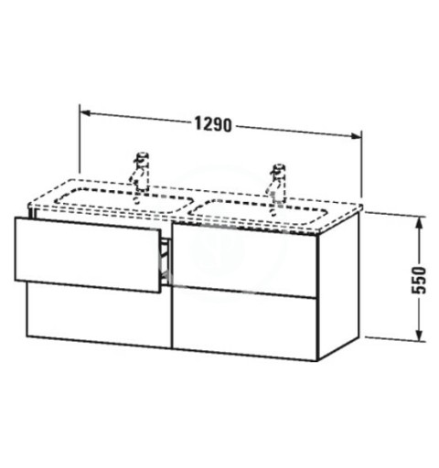 Duravit Umývadlová skrinka 550x1290x481 mm, 4 zásuvky, grafit mat LC625904949