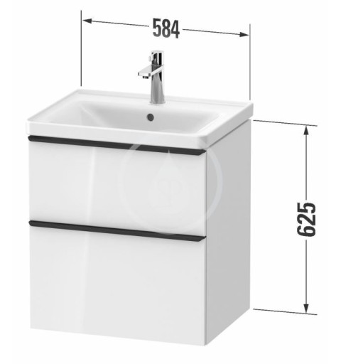 Duravit Umývadlová skrinka 625x584x452 mm, 2 zásuvky, lesklá biela DE4359022220000