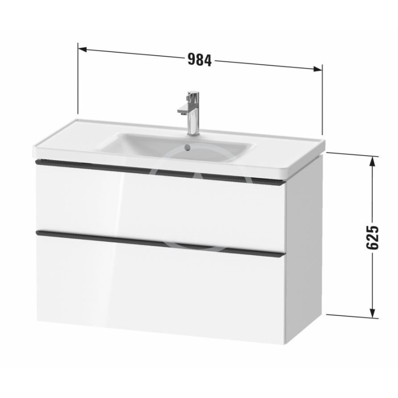 Duravit Umývadlová skrinka 984x625x452 mm, 2 zásuvky, matná biela DE435601818