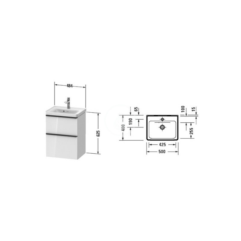 Duravit Skrinka s umývadlom, 625x484x372 mm, 2 zásuvky, matná biela DE0146018180000