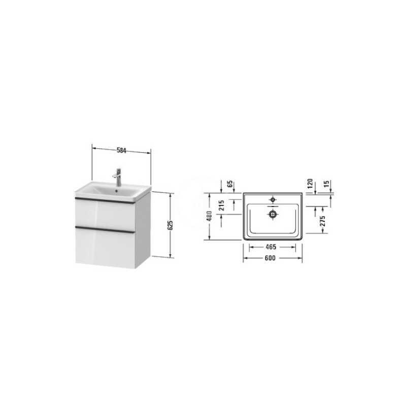 Duravit Skrinka s umývadlom, 625x584x452 mm, 2 zásuvky, black oak DE0147016160000
