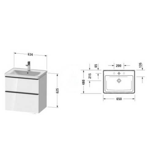 Duravit Skrinka s umývadlom, 634x625x452 mm, 2 zásuvky, graphite matt DE012004949
