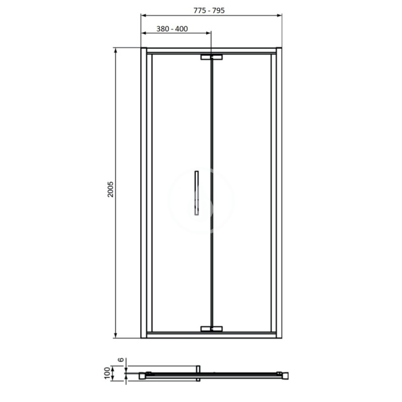 Ideal Standard Sprchové dvere skladacie 800 mm, silver bright/číre sklo T4850EO