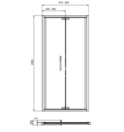 Ideal Standard Sprchové dvere skladacie 900 mm, silver bright/číre sklo T4851EO