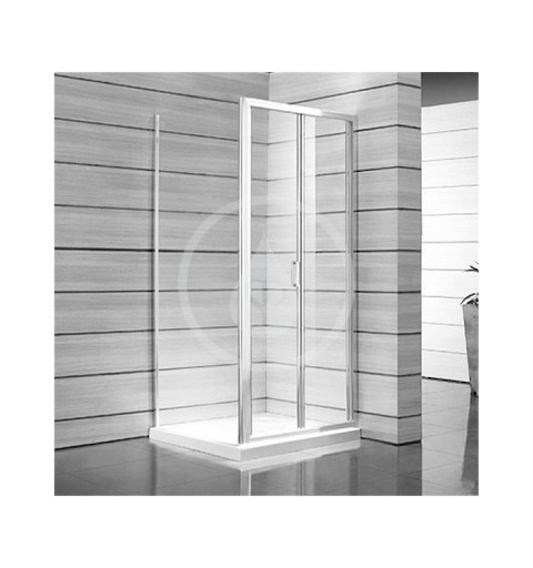 Jika Sprchové dvere skladacie 900 Ľ/P, sklo dekor stripy, biela H2553820006651