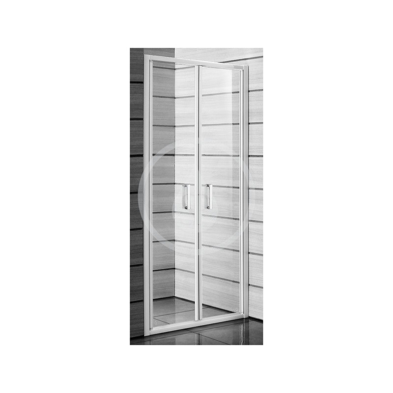 Jika Sprchové dvere dvojkrídlové 900 Ľ/P, sklo dekor stripy, biela H2563820006651